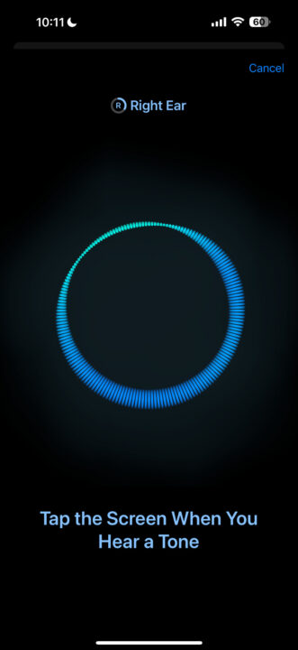 Apple hearing test tone detection